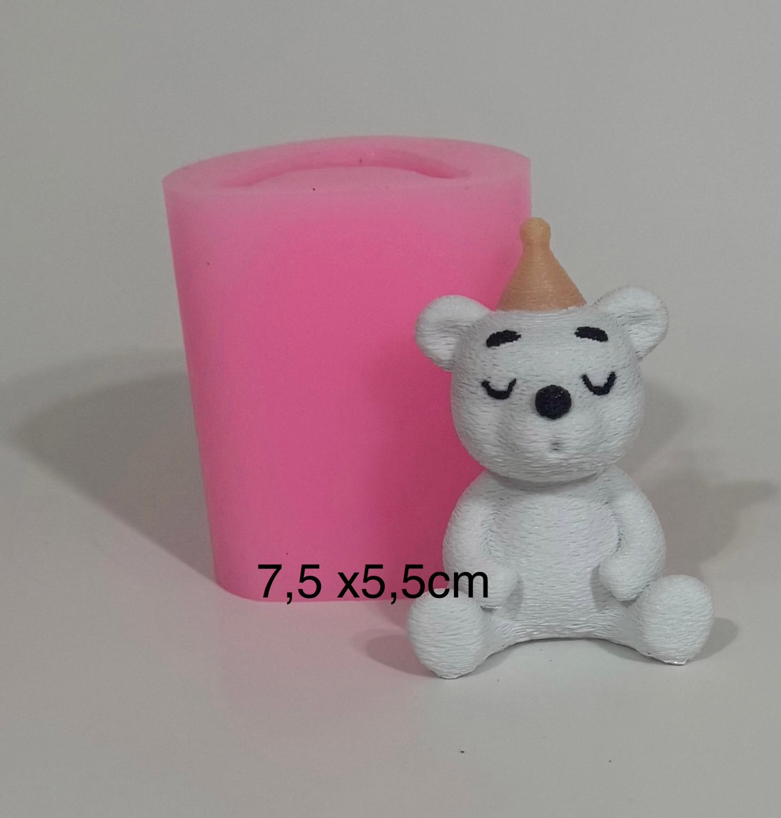 Mum üfleyen oturan ayı silikon kalıp 