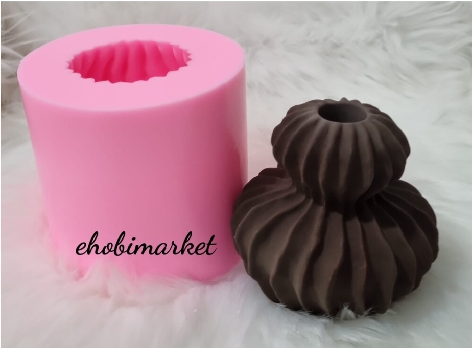 Dalga desen hm şamdan silikon kalip