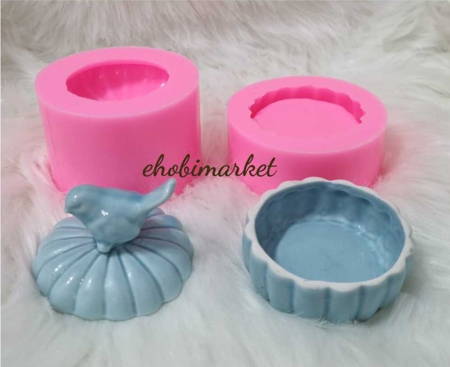 Kuşlu kapakli lokumluk silikon kalip