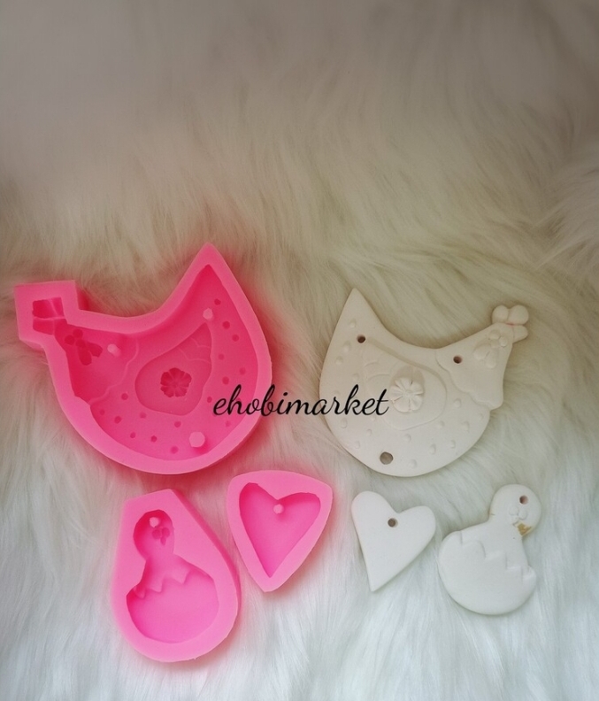 Asmali tavuk set silikon kalip