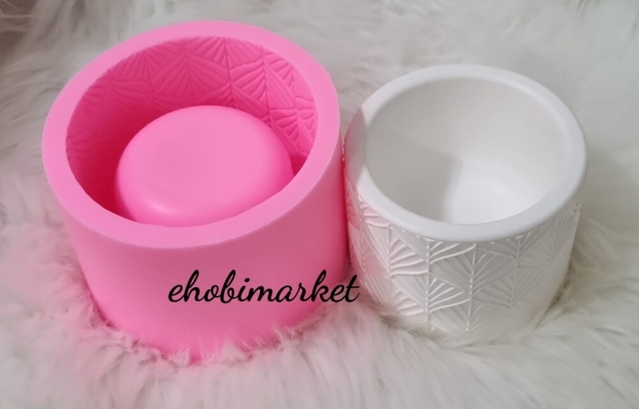 Yaprak desenli saksi silikon kalip